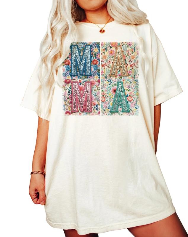 Retro Boho Mama Shirt, Faux Sequin Boho Mama Tee, Sparkly Mama Gift Shirt, Embroidery Mama, Unisex T-Shirt, Gifts For Mom...
