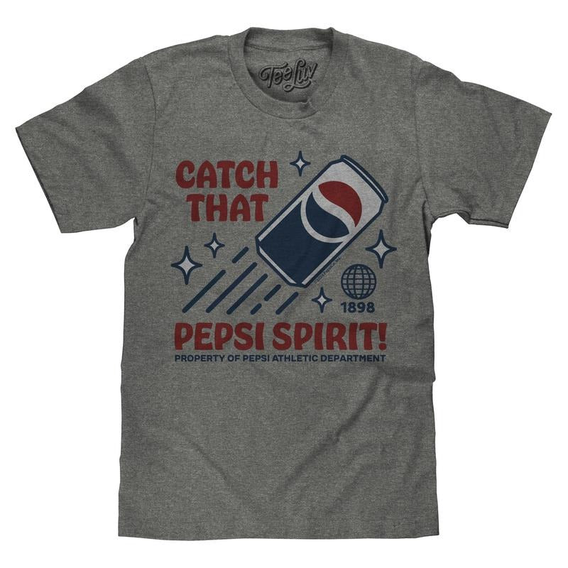 Retro Catch That Pepsi Spirit Soda Logo T-Shirt - Graphite Heather Hoodie, Sweatshirt | GrindPrints.com