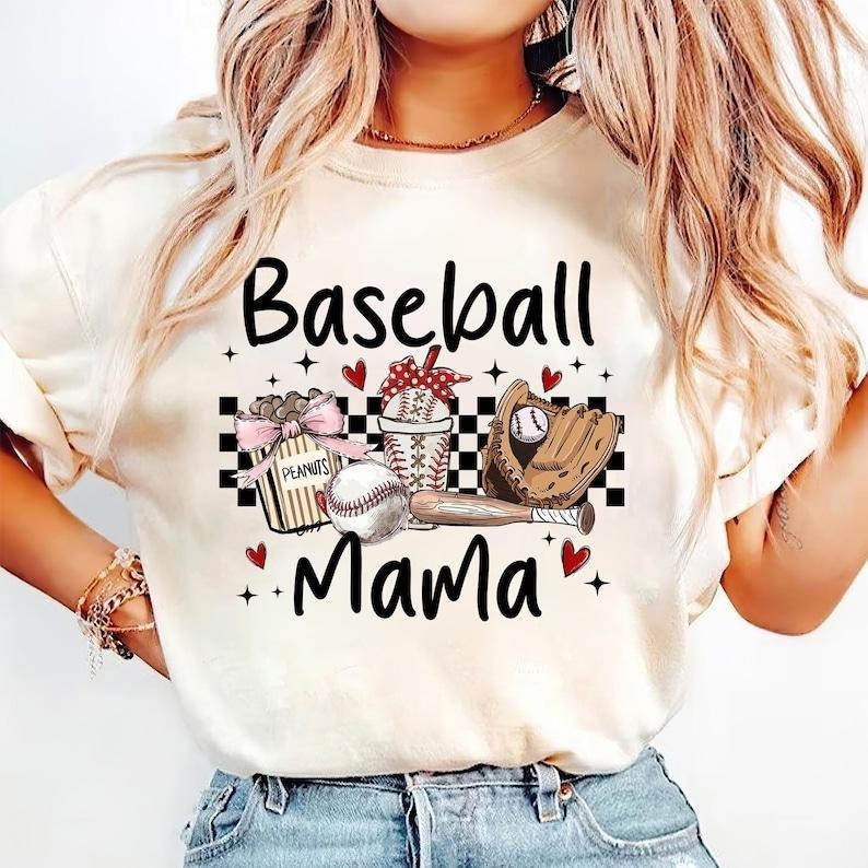 Retro Checkered Baseball Mama Coquette Game Day Baseball Mom Baseball Coquette Shirt Baseball Tis Season T-Shirts, Hoodie, Sweatshirt