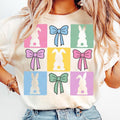 Retro Checkered Easter Coquette T-Shirt, Easter Bunny T-Shirt, Coquette Easter T-Shirt, Girls Easter T-Shirt, Christian...