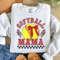 Retro Checkered Softball Mama Coquette , Game Day Softball , Softball Mom , Softball Coquette Shirt , Softball Sweatshirt...