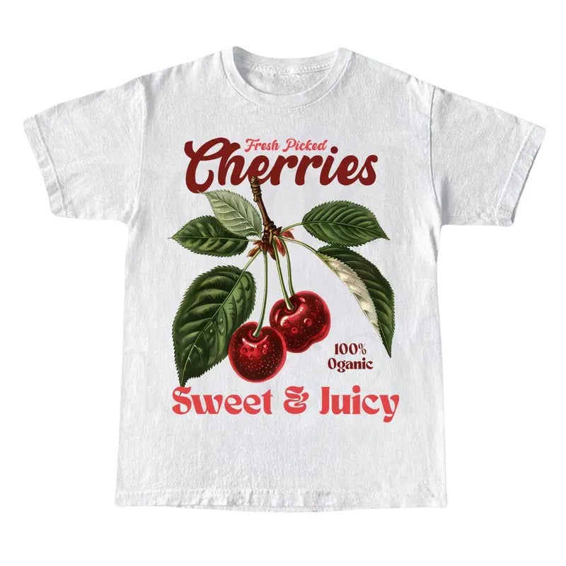 Retro Cherries Commercial Graphic Shirt, Vintage Cherry T-Shirt, Unisex Cotton Tee, y2k Style T Shirt, Cool Gift For Him...