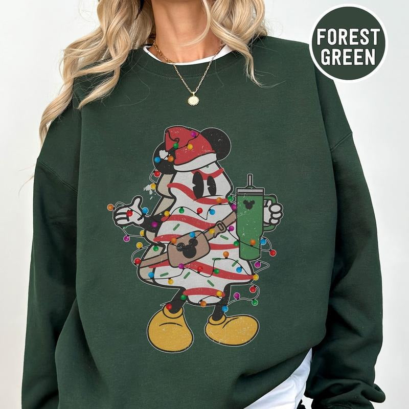 Retro Christmas Tree Cake Crewneck Sweatshirt, Hoodie, T-shirt | GrindPrints.com