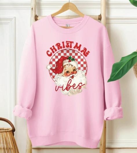 Retro Pink Santa Santa Cotton Long Sleeve T-Shirts, Hoodie, Sweatshirt