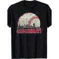 Retro Cincinnati cityscape baseball fan men's T-shirt made in usa Hoodie, Sweatshirt | GrindPrints.com