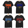 Retro College All Team Graphic Black T-Shirt, Classic University Mascot Print, 90s-Inspired Campus Spiritwear for Sports...