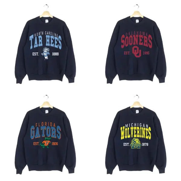 Retro College Spirit Sweatshirt - Vintage 90s University Team Style in Black T-Shirts, Hoodie | GrindPrints.com