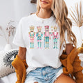 Retro Colors Nutcracker Christmas T-Shirt, Women's Holiday Tee, Watercolor Holiday T-Shirt, Holiday Party Gift, Festive...