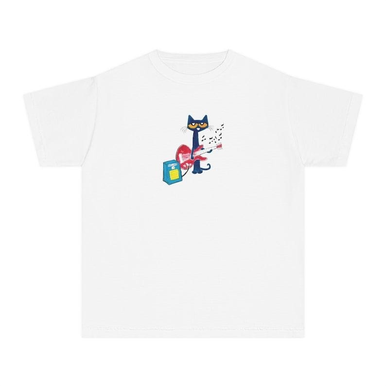 Retro Cool Cat Baby Tee, Babytee Y2k Streetwear, Quirky Vintage Graphic Top, Guitar Bass Tee, Funny 90s Tshirt, Grunge...