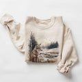 Retro Coyotes Winter Forest Scene Sweatshirt - Nineties 90s American Jackal Wildlife Nature Hoodie Cotton Pullover...