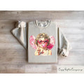 Retro Cupid Sweatshirt, Aesthetic Valentines Day Blowing Bubble Cupid Shirt, Valentines Day Sweater for Women, Cupid's...