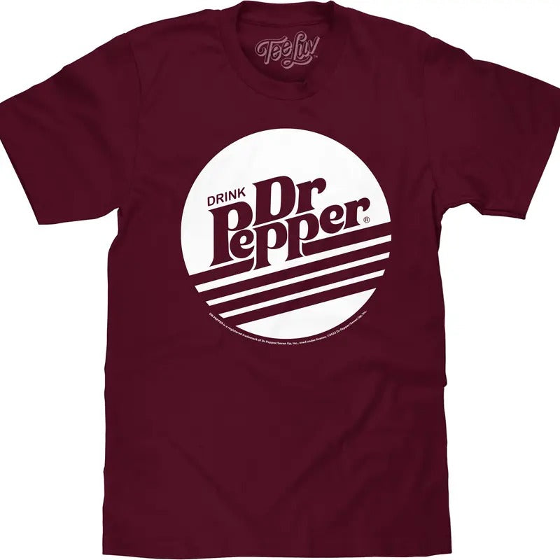 Retro Drink Dr Pepper Logo T-Shirt - Burgundy Hoodie, Sweatshirt | GrindPrints.com