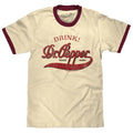 Retro Drink Dr. Pepper Ringer T-Shirt - Beige and Maroon graphic tee Hoodie, Sweatshirt | GrindPrints.com