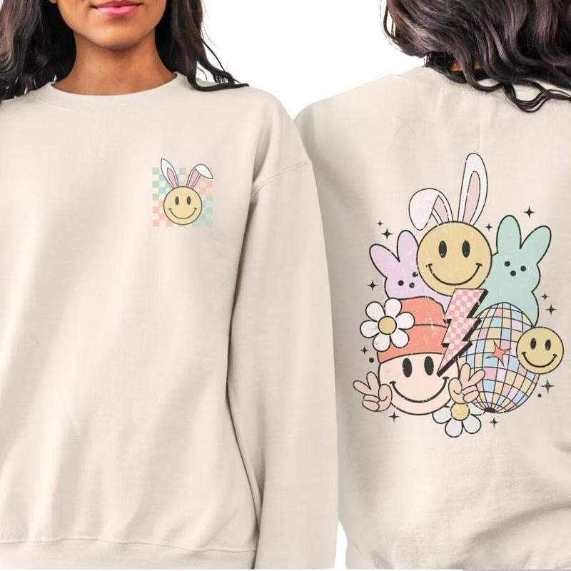 Retro Easter Sweatshirt, Back Printed Easter Sweatshirt T-Shirts, Hoodie | GrindPrints.com