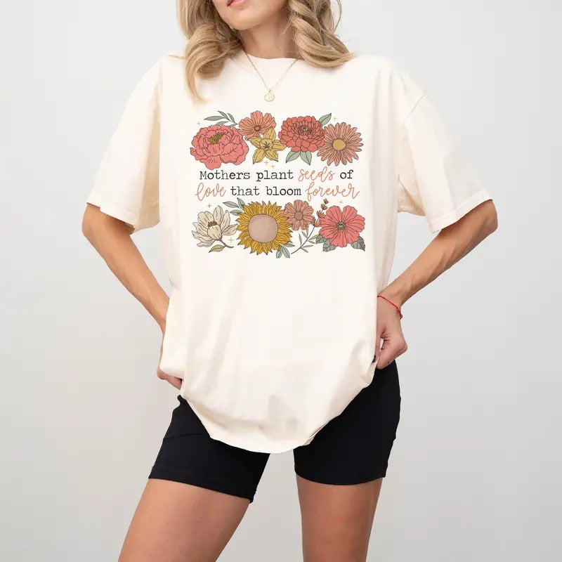 Retro Floral Mama Quote Comfort Colors Shirt, She Is Mom Shirt, Mothers Day Shirt, Mom Shirt, Gift for Mom, Mother's Day...