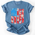Retro Flower Flag, Fourth of July, America, Patriotic, USA, Comfort Colors T-Shirt, Women's Comfort Colors Tee Hoodie,...