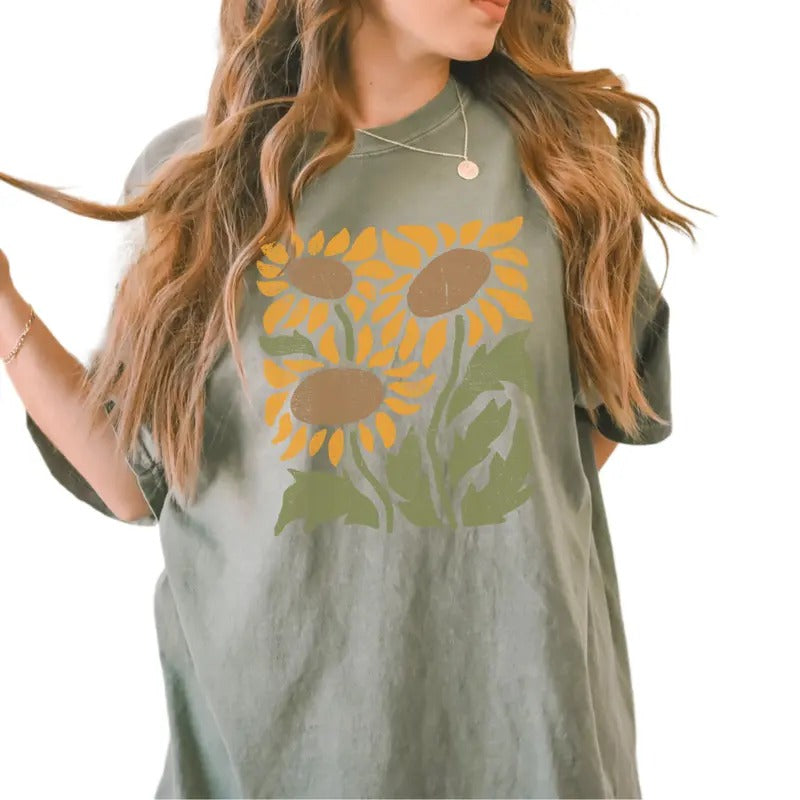 Retro Flower Shirt, Vintage Sunflower Shirt, Wildflowers Tshirt, Botanical Shirt, Vintage Sunflower Shirt, Boho Botanical...