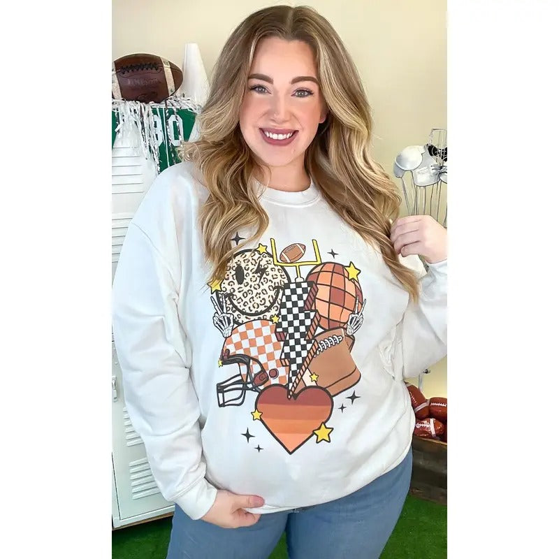 Retro Football Vibes Graphic Sweatshirt T-Shirts, Hoodie | GrindPrints.com
