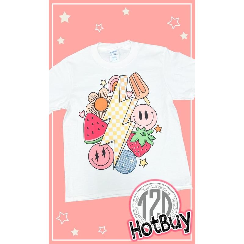 Retro Fruity Summer Youth White Graphic Shirt Hoodie, Sweatshirt | GrindPrints.com