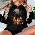 Retro Ghost Book Reading Camping Gothic Halloween Teachers T-shirt Sweatshirt Hoodie, Ghost Book Reading Sweatshirt,...