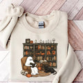 Retro Ghost Reading Books Sweatshirt T-shirt Hoodie, Librarian Ghost Halloween, Halloween Teacher Sweatshirt, Halloween...