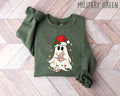 Retro Ghost Santa Sweatshirt, Christmas Ghosts Sweatshirt, Christmas Sweatshirt, Cute Ghost Hoodie, Christmas Sweater,...