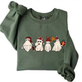 Retro Ghost Santa Sweatshirt, Christmas Ghosts Sweatshirt, Christmas Sweatshirt, Cute Ghost Hoodie, Christmas Unisex...