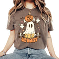 Retro Ghost T-Shirt, Cute Fall Halloween Tee, Spooky Season T-Shirt, Women's Halloween T-Shirt, Oversized Pumpkin Top,...