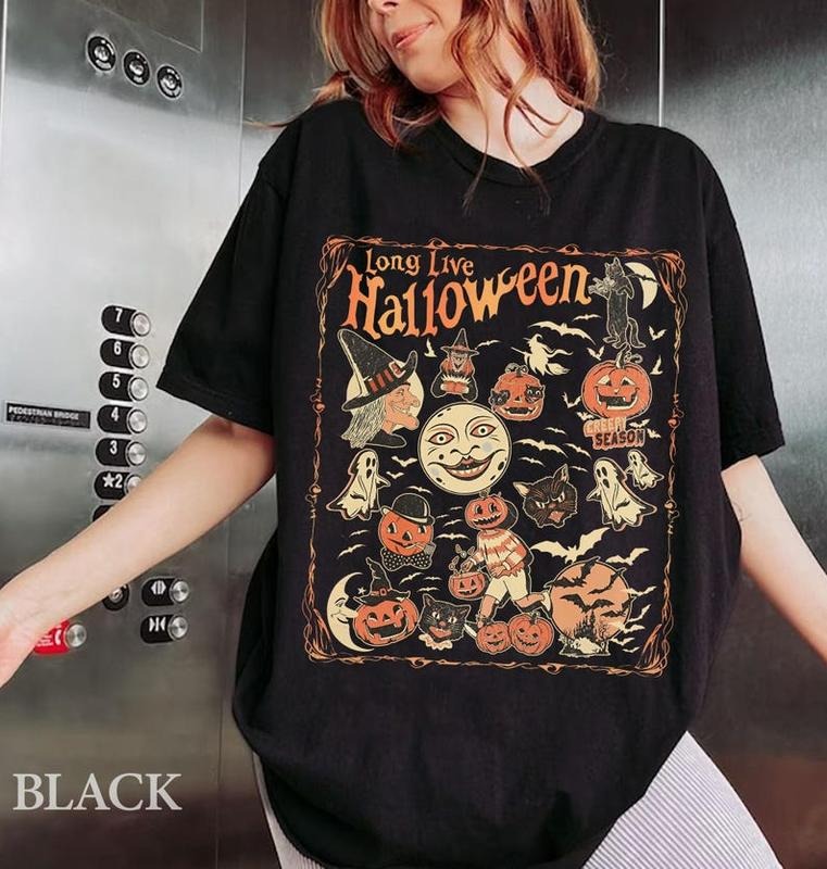 Retro Halloween Comfort Colors shirt, Long Live Halloween Shirt, Ghost Reading Shirt, Vintage Ghost Halloween Shirt,...