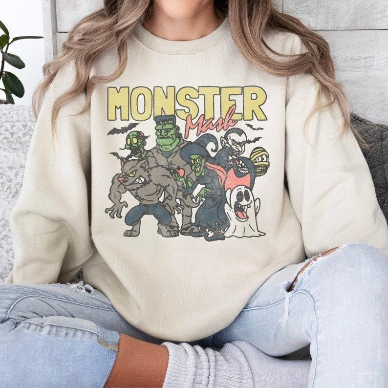 Retro Halloween Monster Mash Halloween Halloween Monster Classic Cotton T-Shirts, Hoodie, Sweatshirt