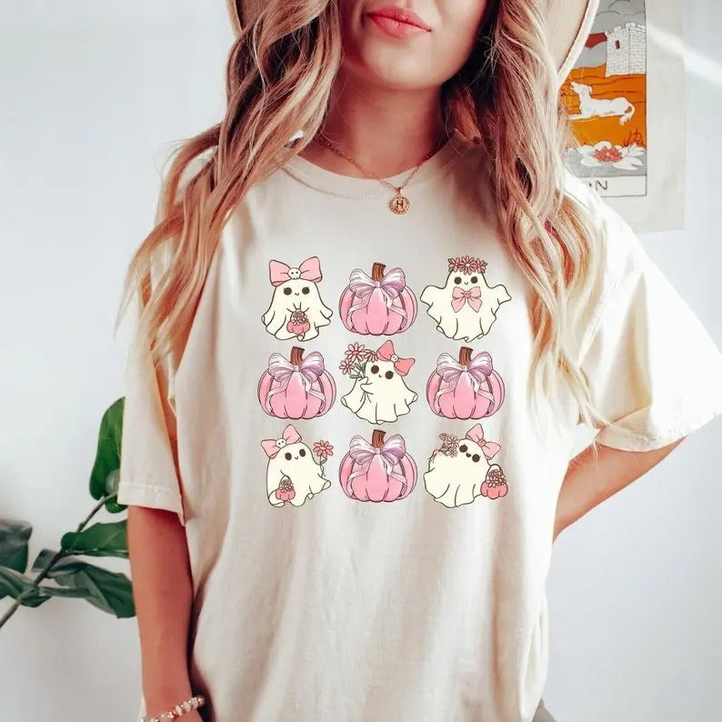 Retro Halloween Shirt Coquette Halloween Shirt Hallowen Pumpkin Shirt Pink Pumpkin Shirt Pumpkin Coquette Bow Shirt Coquette Ghost Shirt Top Womenswear Underwear Lady Comfort T-Shirts, Hoodie, Sweatshirt