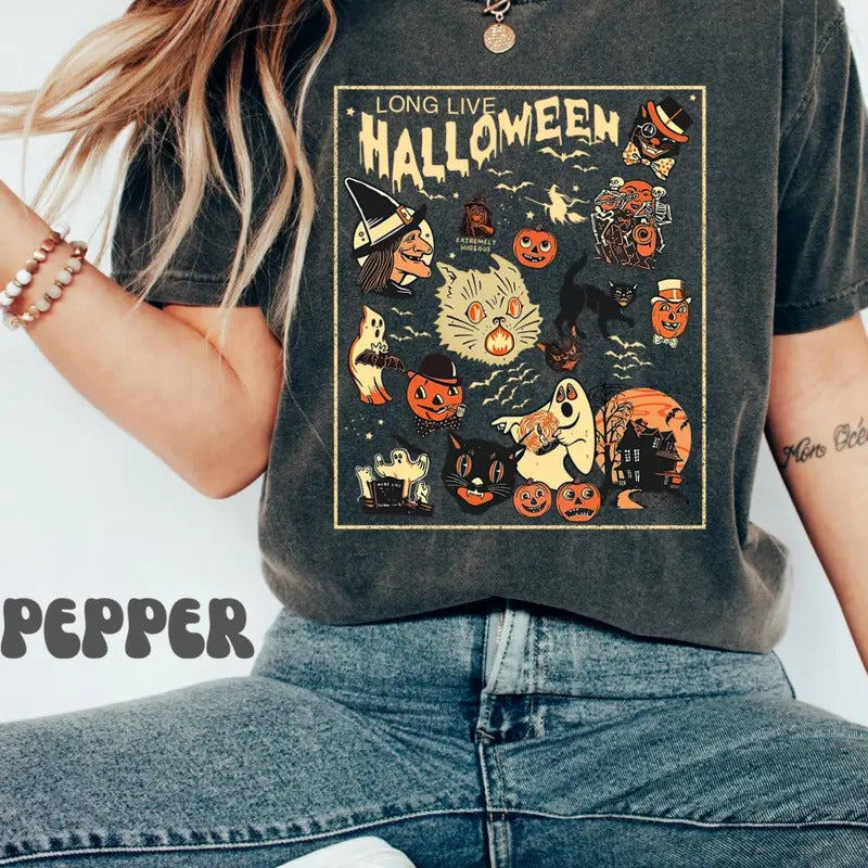 Retro Halloween Shirt Long Live Halloween Vintage Halloween Shirt Retro Halloween Fall Spooky Season T-Shirts, Hoodie, Sweatshirt