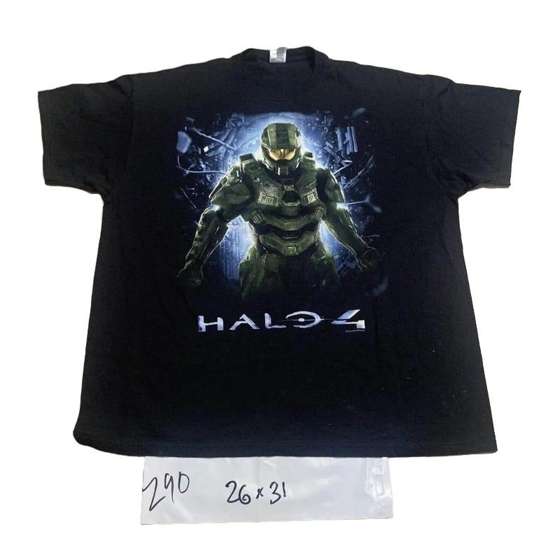 Retro Halo 4 logo tee, black tshirt Vintage Gaming Shirt Y2k promotional tee, Fashion Cotton, Full Colors, Full Sizes...
