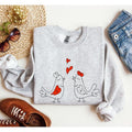 Retro Love Birds, Vintage, Sweatshirt, Valentine's Day, Crew Neck, Women's, Crewneck, Valentine's Day, Love, Heart, Cupid...