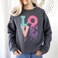 Retro Love Dripping Paint, Sweatshirt, Valentine's Day, Crew Neck, Women's, Crewneck, Valentine's Day, Love, Heart, Cupid...