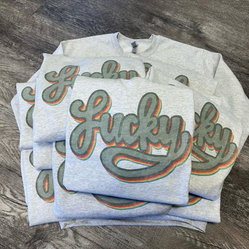 Retro Lucky Sweatshirt - Lucky Tee Hoodie | GrindPrints.com