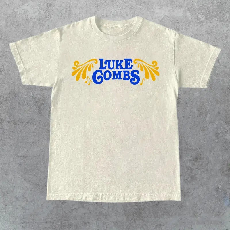 Retro Luke Combs Beer Never Broke My Heart Tee, Front and Back Print, Unisex Apparel, Relaxed Fit, USA-Made, Trendy...