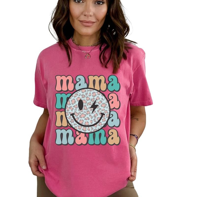 Retro Mama Shirt Smiley Face Mama Shirt Shirt Mom Mom Mama Pregnancy Announcement Shirt Short Sleeve Shirt Mom T-Shirts, Hoodie, Sweatshirt