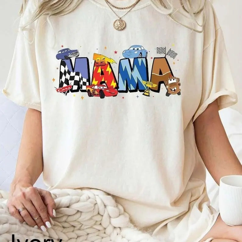 Retro McQueen Cars Shirt,  Cars Movie Mama T-Shirt, Lightning McQueen Shirt, Piston Cup Champion Shirt, Car Mom Shirt...