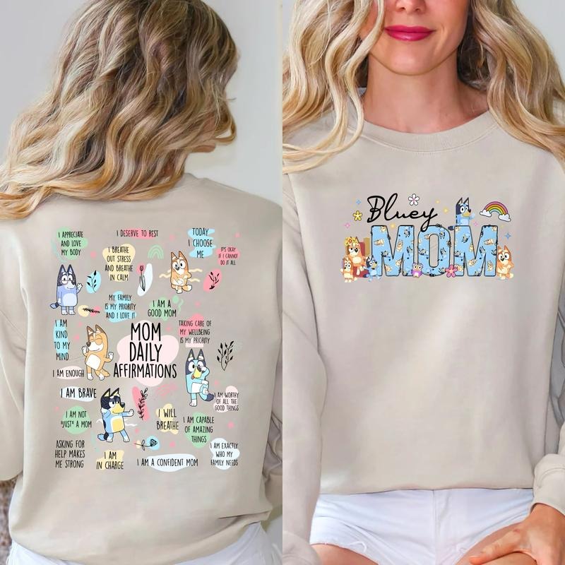 Retro Mom Bluey Sweatshirt, Bluey Mom Life Shirt, Mom Bluey Shirt, Mom Daily Affirmation Shirt, Valentine's Day Shirt for...