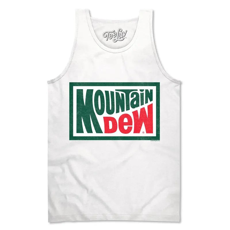Retro Mountain Dew Logo Tank Top - White T-Shirts, Hoodie, Sweatshirt | GrindPrints.com