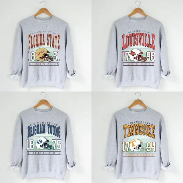 Retro NCAA University Football Sweatshirt, Classic Crewneck for Men & Women T-Shirts, Hoodie | GrindPrints.com