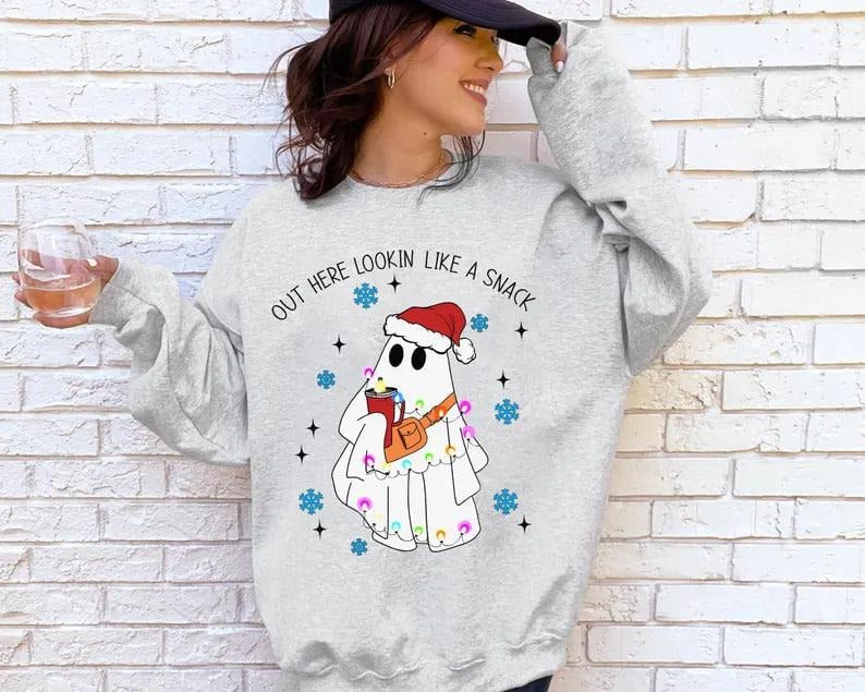 Retro Out Here Lookin Like A Snack Sweatshirt, Boujee Christmas Tree Shirt, Funny Christmas Shirt, Xmas Party Shirt,...
