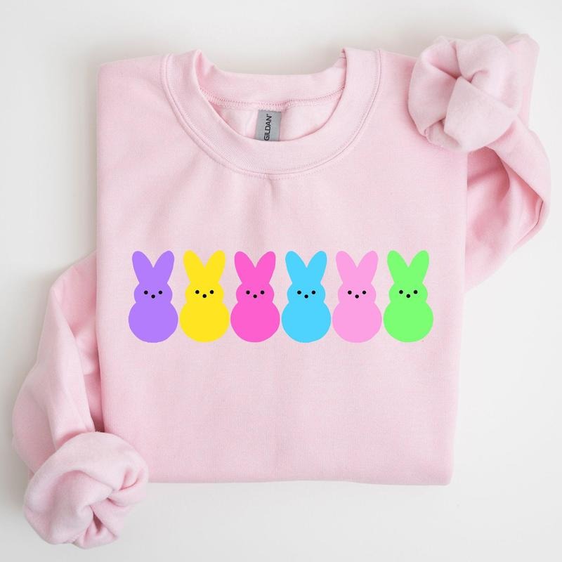 Retro Peeps, Easter Candy, Rabbit, Bunny Sweatshirt, Women's Crew Neck, Crewneck T-Shirts, Hoodie | GrindPrints.com
