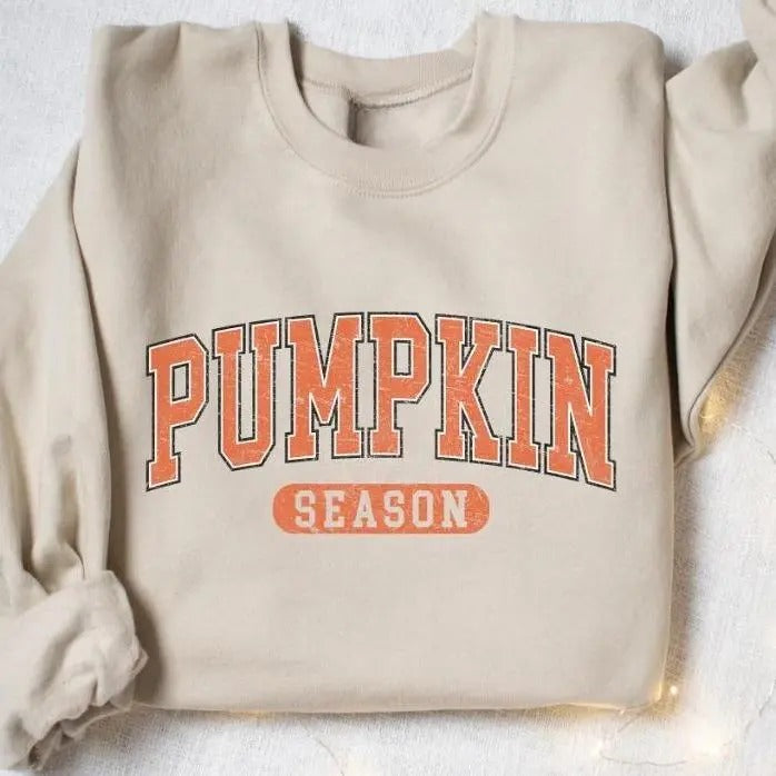 Retro Pumpkin Season Sweatshirt Cute Fall Sweatshi_936 , Multiple Colorways - Full Size Range T-Shirts, Hoodie