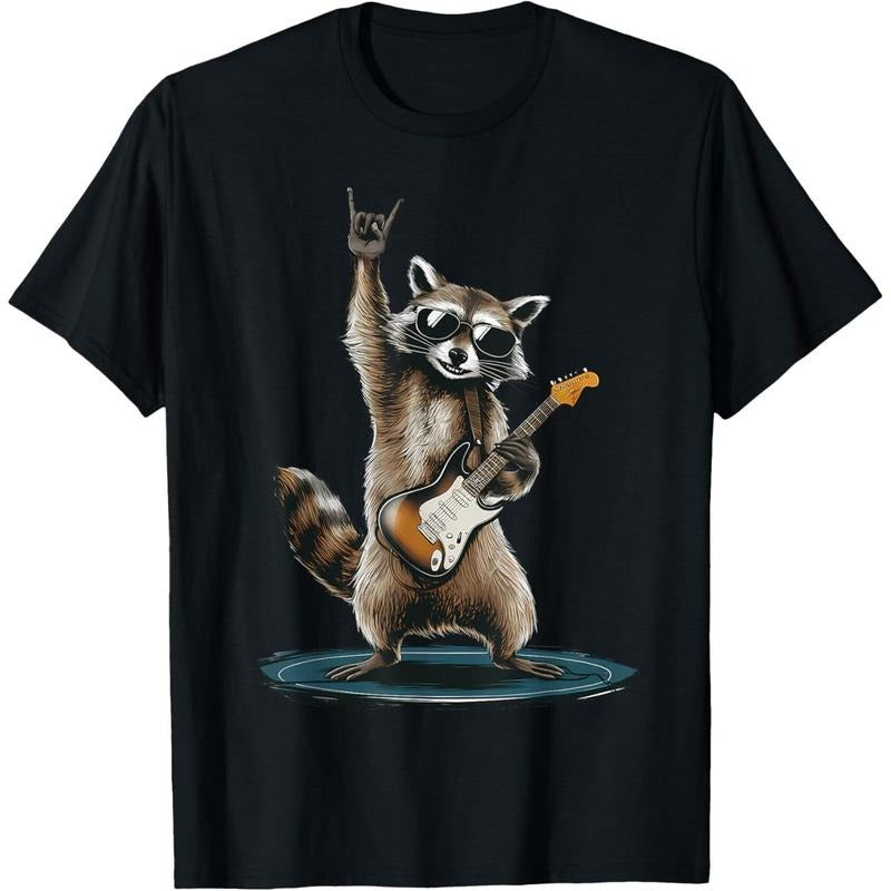 Retro Raccoon Rock Music With Guitar Gift Men Kids Women T-Shirt made in us Hoodie, Sweatshirt | GrindPrints.com
