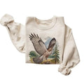 Retro Red Tailed Hawk Wings Spread Birding Sweatshirt - 90s Vintage Birds Of Prey Forest Nature Scene Cotton Pullover...