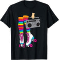 Retro Rollerskates Funny 80's Roller Disco Skating Girl Gift T-Shirt