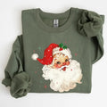 Retro Santa, Red Christmas Sparkles, Vintage, Winter, Snow, Xmas Sweatshirt, Women's Crew Neck, Crewneck T-Shirts, Hoodie