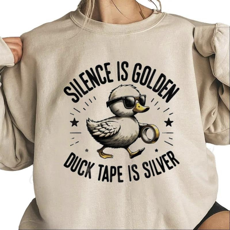 Retro Silence Is Golden Duck Tape Is Silver Sweatshirt Funny Duck T-Shirt Hoodie Hunting Season 2025 tee | GrindPrints.com